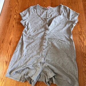 Victorias Secret Gray Romper Button Front Short Sleeve Womens Large